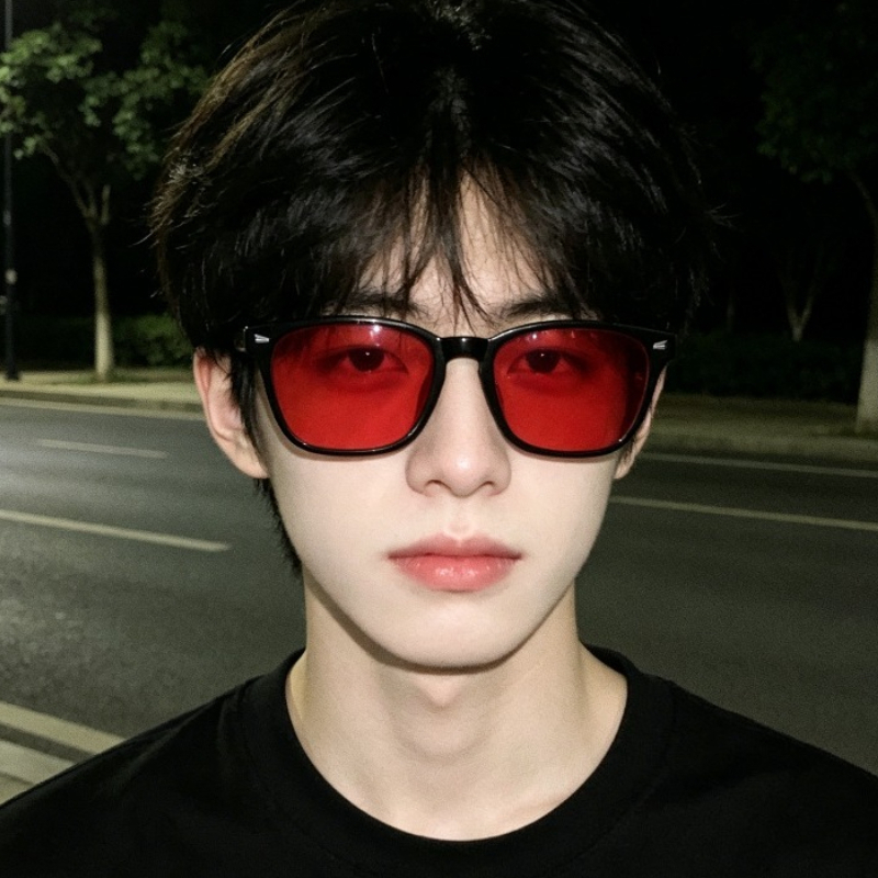 Aglaonema Red - 1pcs Red Lens Korean Polarized Glasses,