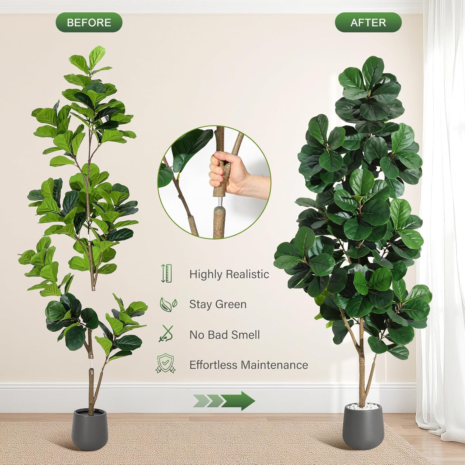 4FT/5FT/6FT/7FT Fiddle Leaf Fi - огляд і ціна Ficus Lyrata Tree